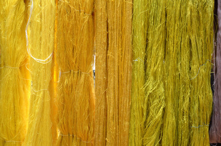 colorful raw silk threadの写真素材