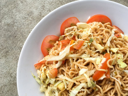 spicy dry noodle salad , Thailand style foodの写真素材