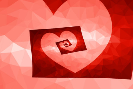 art red heart spiral abstract pattern illustration backgroundの写真素材