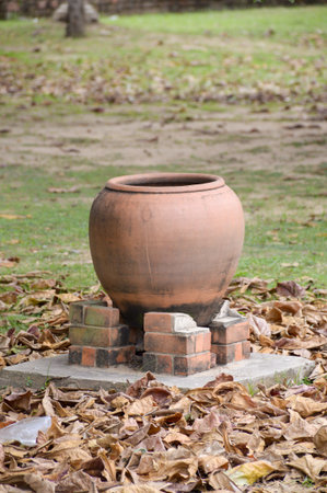 clay jar in nature gardenの写真素材