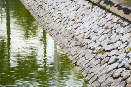 close up small canal in country Thailandの写真素材