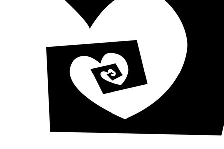 art black and white spiral heart pattern illustration backgroundの写真素材