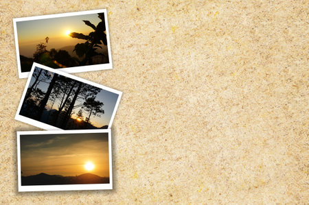 beautiful photo card on wood floor background
