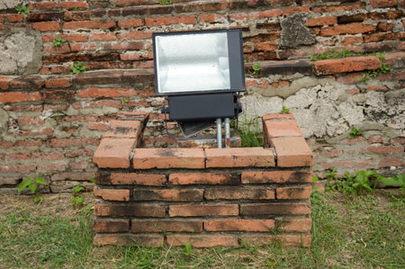 close up lamp in history temple at Ayutthaya Thailandの写真素材