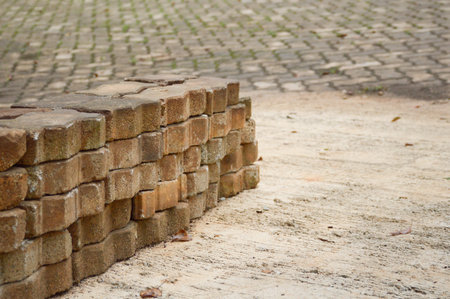 close up old brick on cement floor