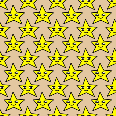 yellow star seamless pattern illustration backgroundの写真素材