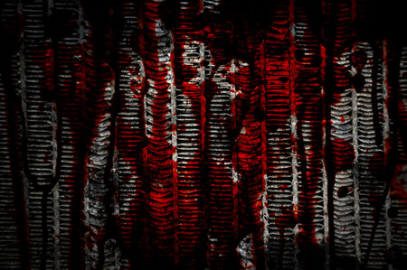 red blood on old radiator grille textureの写真素材