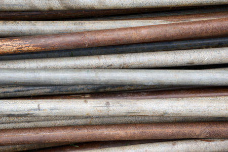 old iron scaffolding in industry sideの写真素材