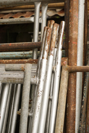 old iron scaffolding in industry side