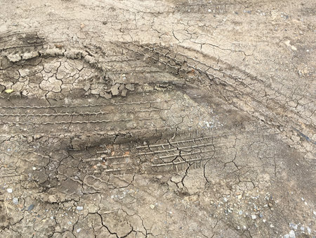 dry wheel track on dirt soil texture
