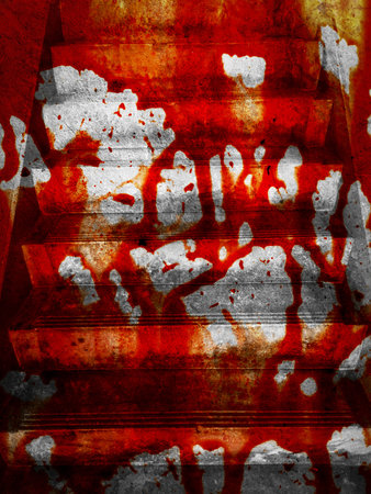 red blood on stairの写真素材