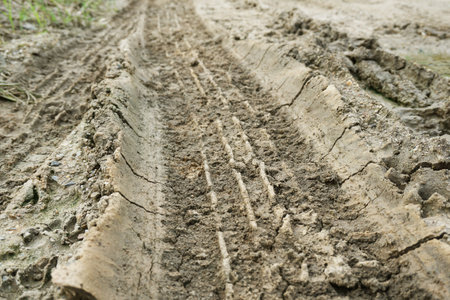 dry wheel track on dirt soil texture