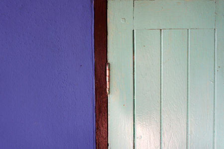 blue wall and wooden window texture