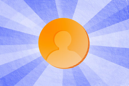 art coin on blue backgroundの写真素材