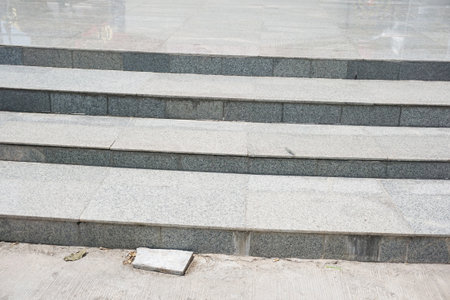 close up old cement stair in nature garden
