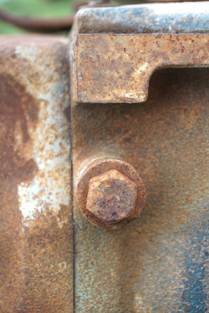 close up old rusty machine in industry siteの写真素材