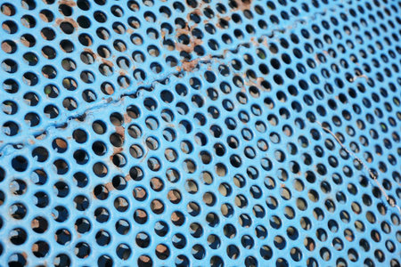 Close up old blue iron wall textureの写真素材