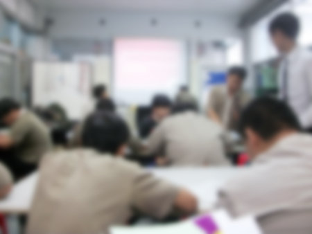 blur student in classroom for backgroundの写真素材