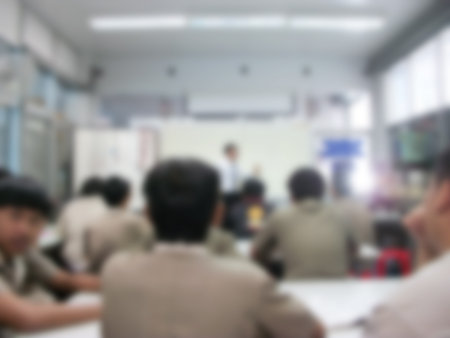 blur student in classroom for backgroundの写真素材