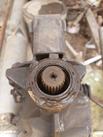 close up old rusty machine in industry siteの写真素材