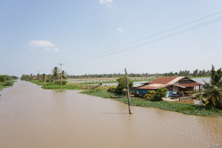 Khlong Preng canal in country Chachoengsao Thailandの写真素材