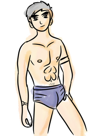 sexy man cartoon - kid drawingの写真素材