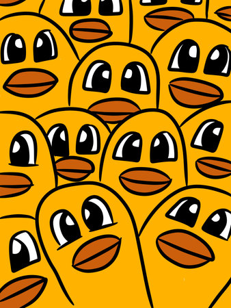 cute chicken cartoon pattern backgroundの写真素材