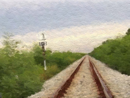 art railway backgroundの写真素材