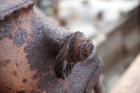 close up old rusty machine in industry siteの写真素材