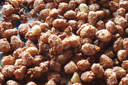 crispy peanut with sesame ans sugarの写真素材