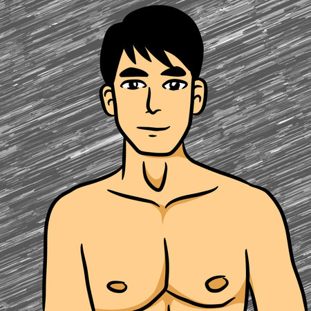 Cartoon sexy man on color backgroundの写真素材