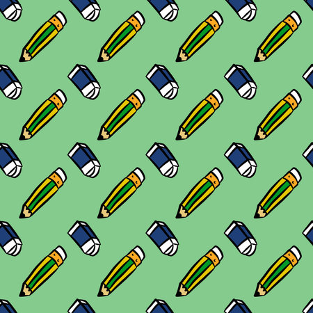 seamless pattern background of pencil and Eraserの写真素材