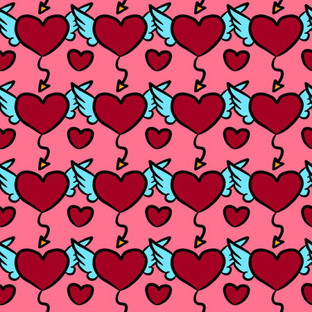 red heart color seamless pattern background
