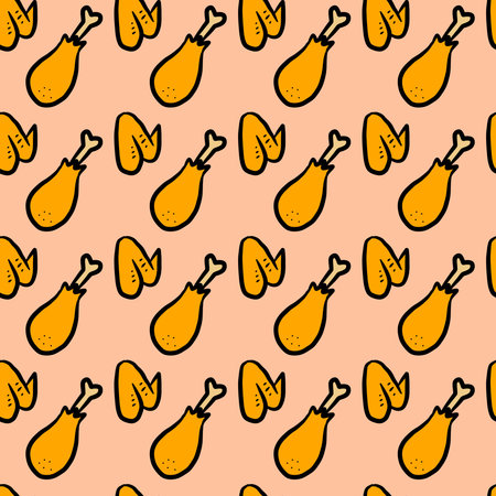 seamless pattern background of Chicken Drumstick and wingの写真素材