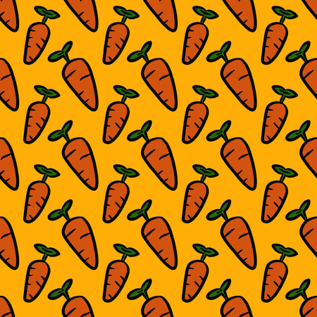 seamless pattern background of carrot on yellow colorの写真素材