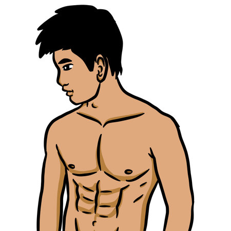 cartoon sexy man on white backgroundの写真素材