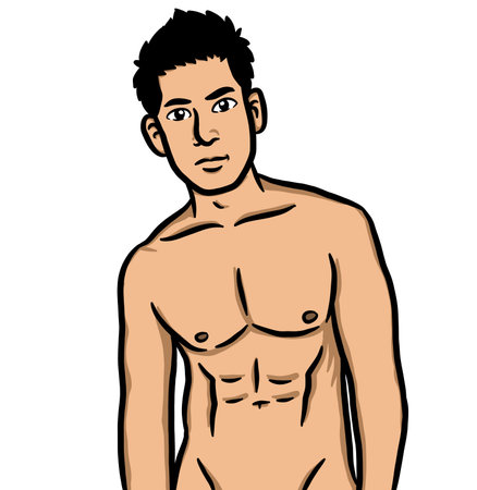 Cartoon sexy man on white backgroundの写真素材