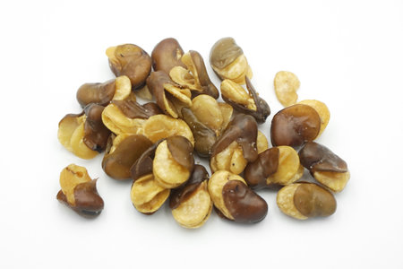 dry Broad bean on white background