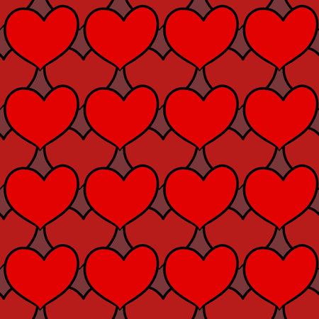 seamless pattern background of heart shape on red color