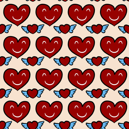 seamless pattern background of red heart pattern background
