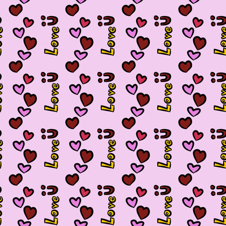 seamless pattern background of red heart shape on pink color