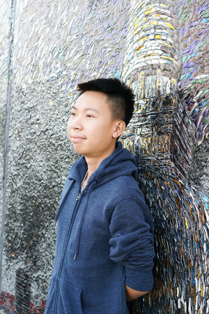 close up young man in Bangkok Thailandの写真素材