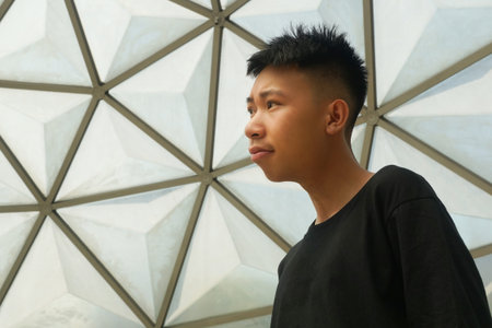 close up young man in Bangkok Thailandの写真素材