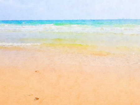 Art watercolor of sand beachの写真素材
