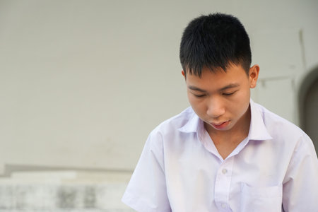 close up thai student in uniformの写真素材