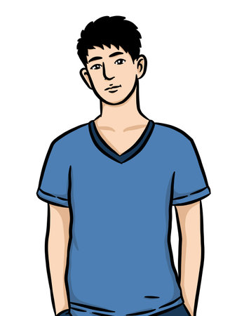 cartoon cute man on white backgroundの写真素材