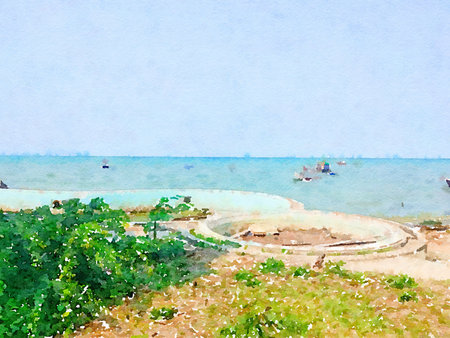 art watercolor of landscape backgroundの写真素材