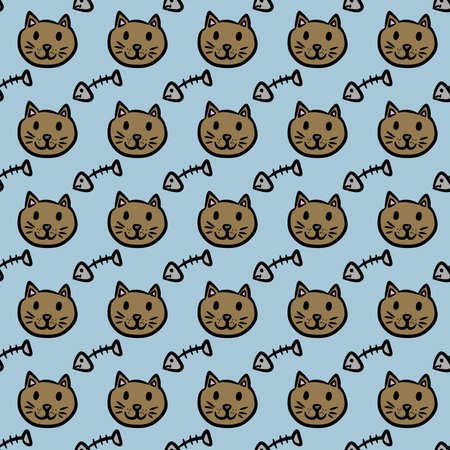 seamless pattern background of cute cat cartoonの写真素材