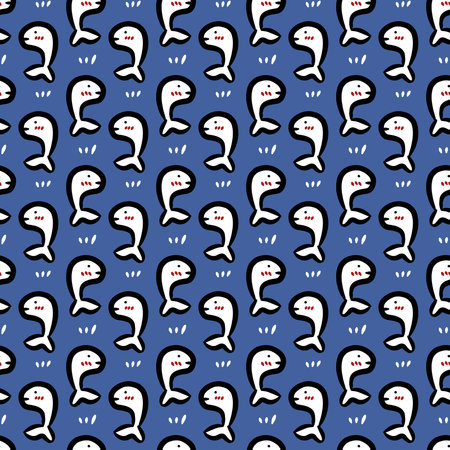 seamless pattern background of cute fish cartoonの写真素材