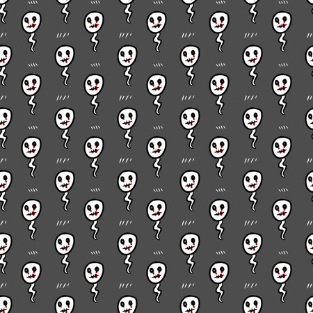 seamless pattern of cute ghost cartoonの写真素材
